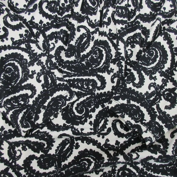 TALBOTS Top Size Medium Black White Paisley Pullover Scoop Neck ¾ Sleeve Stretch - Picture 6 of 6